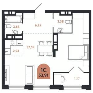 Студия квартира, вторичка, 54м2, 26/26 этаж
