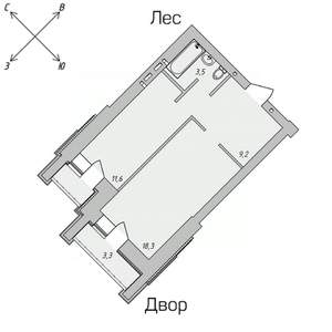 1-к квартира, строящийся дом, 44м2, 5/9 этаж