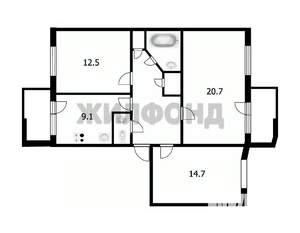 3-к квартира, вторичка, 73м2, 2/5 этаж