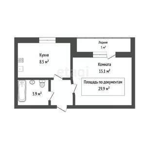 1-к квартира, вторичка, 30м2, 4/10 этаж