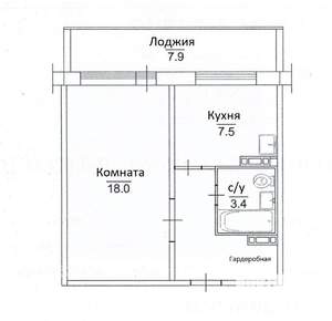 1-к квартира, вторичка, 35м2, 8/10 этаж