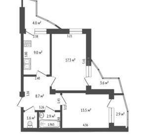 3-к квартира, вторичка, 53м2, 3/16 этаж