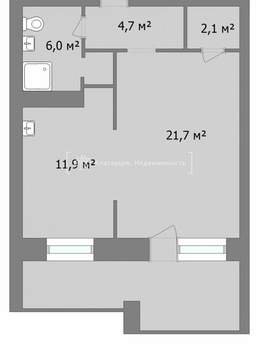 1-к квартира, вторичка, 46м2, 7/10 этаж