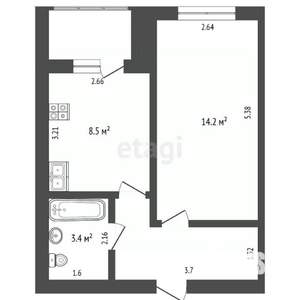 1-к квартира, вторичка, 32м2, 4/16 этаж