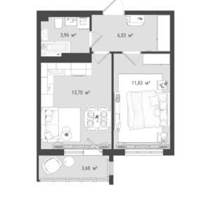 2-к квартира, вторичка, 40м2, 13/16 этаж