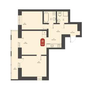 3-к квартира, строящийся дом, 62м2, 23/23 этаж