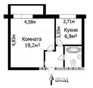 1-к квартира, вторичка, 34м2, 3/5 этаж