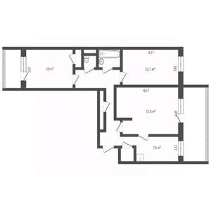 3-к квартира, вторичка, 65м2, 5/9 этаж