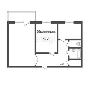 2-к квартира, вторичка, 56м2, 8/9 этаж