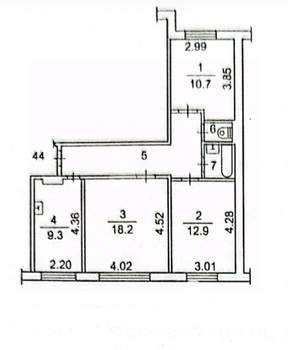 3-к квартира, вторичка, 66м2, 1/10 этаж