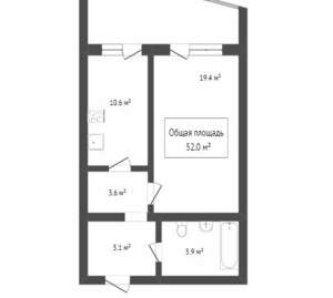 1-к квартира, вторичка, 53м2, 6/10 этаж