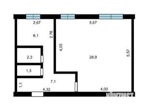 1-к квартира, вторичка, 46м2, 5/10 этаж