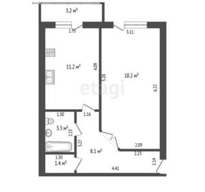 1-к квартира, вторичка, 42м2, 9/10 этаж