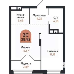 2-к квартира, вторичка, 39м2, 17/26 этаж