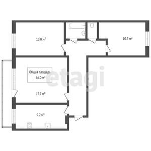 3-к квартира, вторичка, 67м2, 6/10 этаж