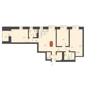 4-к квартира, строящийся дом, 80м2, 18/23 этаж