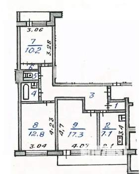 3-к квартира, вторичка, 66м2, 2/9 этаж