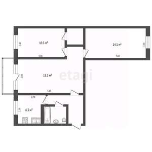 3-к квартира, вторичка, 59м2, 5/5 этаж