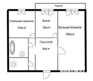 2-к квартира, вторичка, 55м2, 8/10 этаж