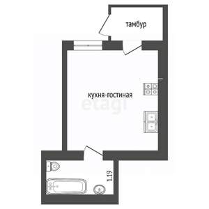 1-к квартира, вторичка, 18м2, 1/3 этаж