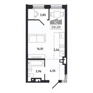 Студия квартира, вторичка, 29м2, 9/26 этаж