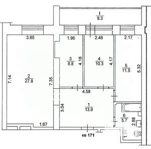 3-к квартира, вторичка, 78м2, 2/10 этаж