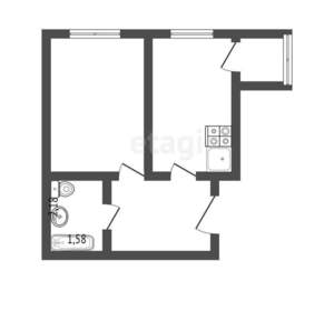 1-к квартира, вторичка, 35м2, 7/12 этаж