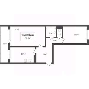 2-к квартира, вторичка, 59м2, 10/10 этаж