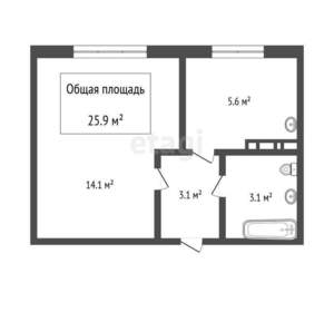 1-к квартира, вторичка, 26м2, 2/10 этаж
