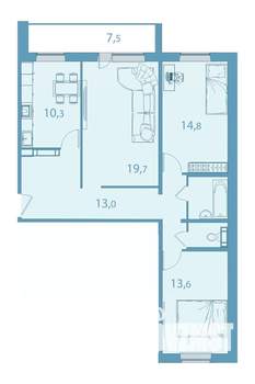 3-к квартира, вторичка, 80м2, 14/17 этаж