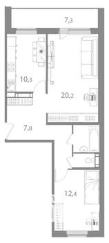 2-к квартира, вторичка, 60м2, 1/17 этаж