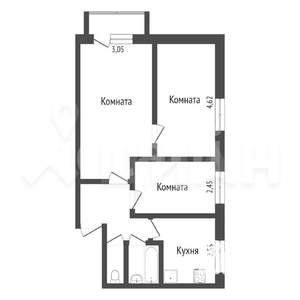 3-к квартира, вторичка, 50м2, 2/5 этаж