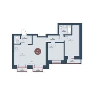 3-к квартира, строящийся дом, 79м2, 5/7 этаж