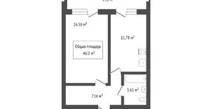 1-к квартира, вторичка, 44м2, 6/17 этаж