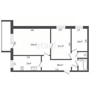 3-к квартира, вторичка, 58м2, 5/9 этаж