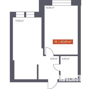 1-к квартира, вторичка, 43м2, 13/30 этаж