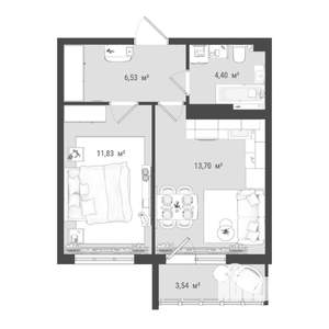 2-к квартира, строящийся дом, 40м2, 16/16 этаж
