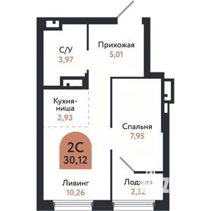 2-к квартира, вторичка, 30м2, 11/26 этаж