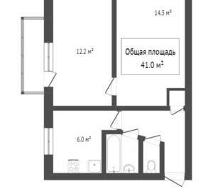 2-к квартира, вторичка, 45м2, 4/5 этаж