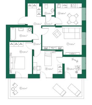 3-к квартира, вторичка, 78м2, 1/8 этаж