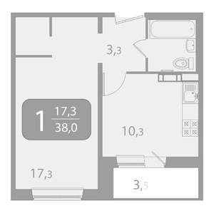 1-к квартира, вторичка, 36м2, 5/10 этаж