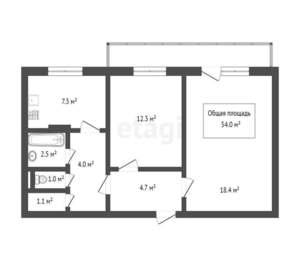 2-к квартира, вторичка, 54м2, 9/9 этаж