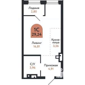 Студия квартира, вторичка, 29м2, 11/26 этаж
