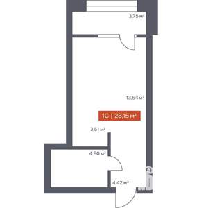 Студия квартира, строящийся дом, 28м2, 2/30 этаж