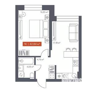 1-к квартира, вторичка, 43м2, 2/30 этаж