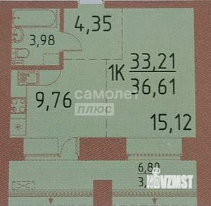 1-к квартира, вторичка, 14м2, 2/5 этаж