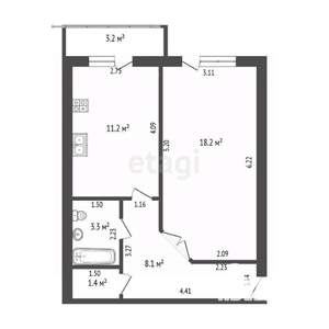 1-к квартира, вторичка, 42м2, 9/10 этаж