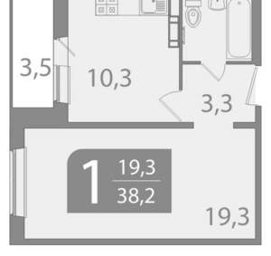 1-к квартира, вторичка, 38м2, 3/10 этаж