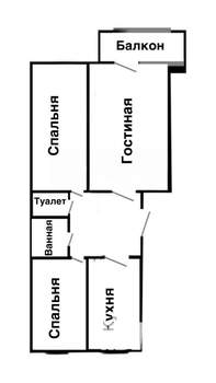 3-к квартира, вторичка, 58м2, 1/6 этаж