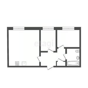 2-к квартира, вторичка, 44м2, 1/5 этаж